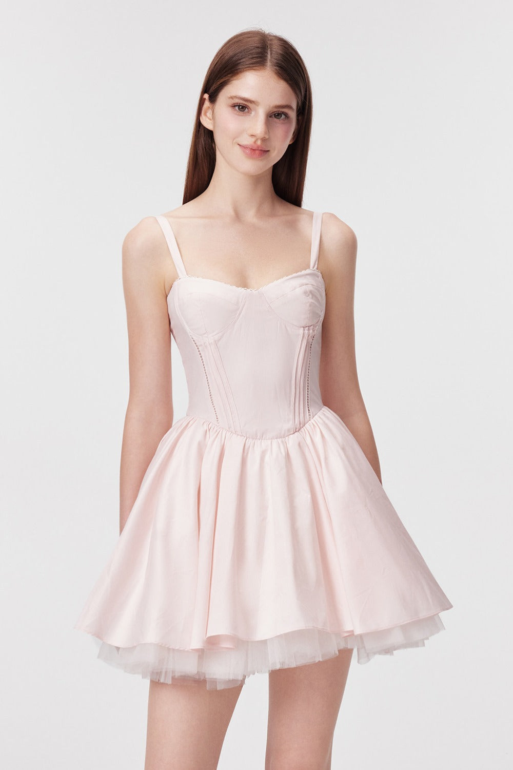 Vertical Cut Stand-Up Collar Slip Dress