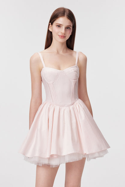 Vertical Cut Stand-Up Collar Slip Dress