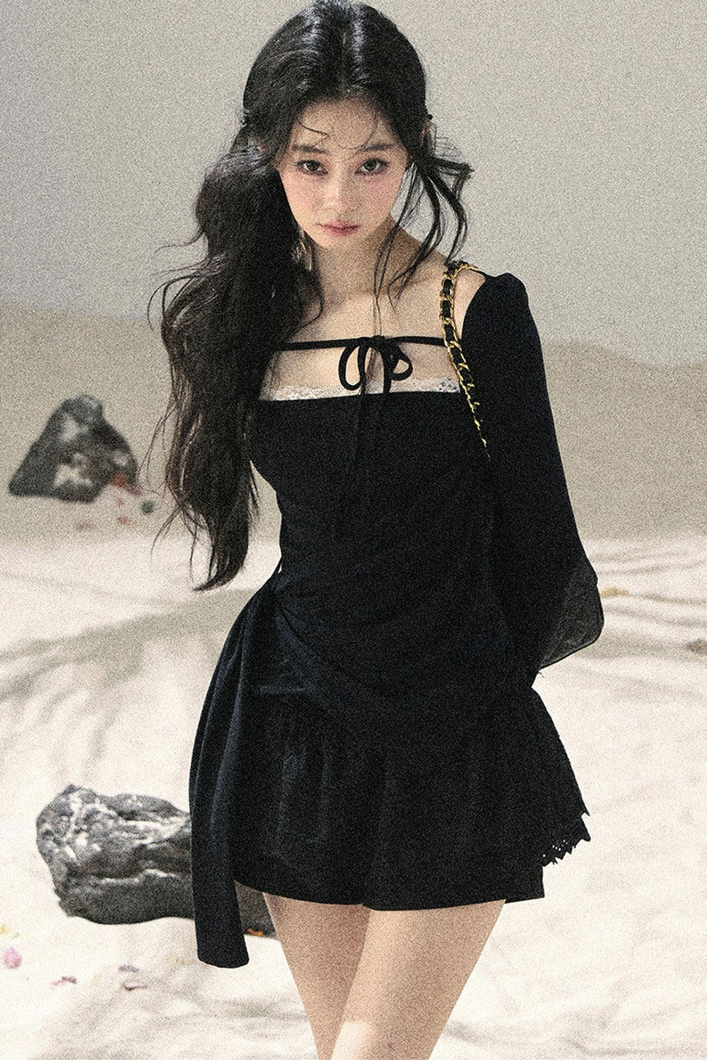 Long Sleeve Square Neck Lace Top