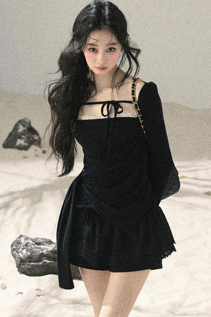 Long Sleeve Square Neck Lace Top