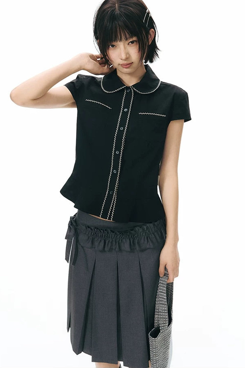Conjunto de falda plisada desmontable de largo medio