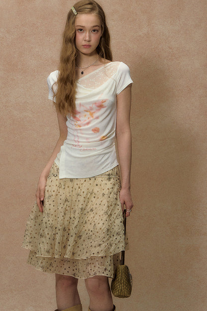 Retro Floral Asymmetrical Skirt