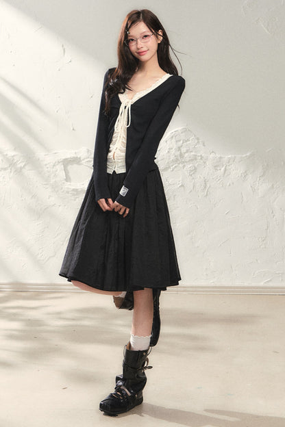Knit Cardigan and Long Skirt Set-Up