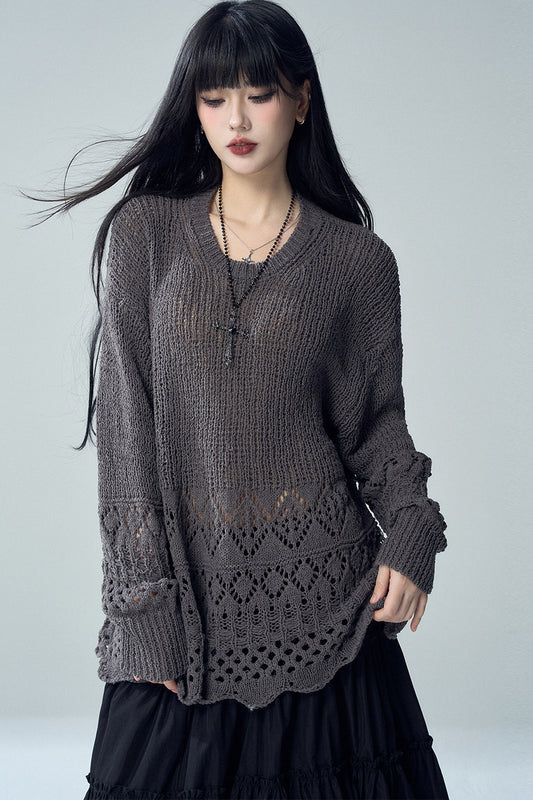 Hollow Knit Cover-Up Sweater