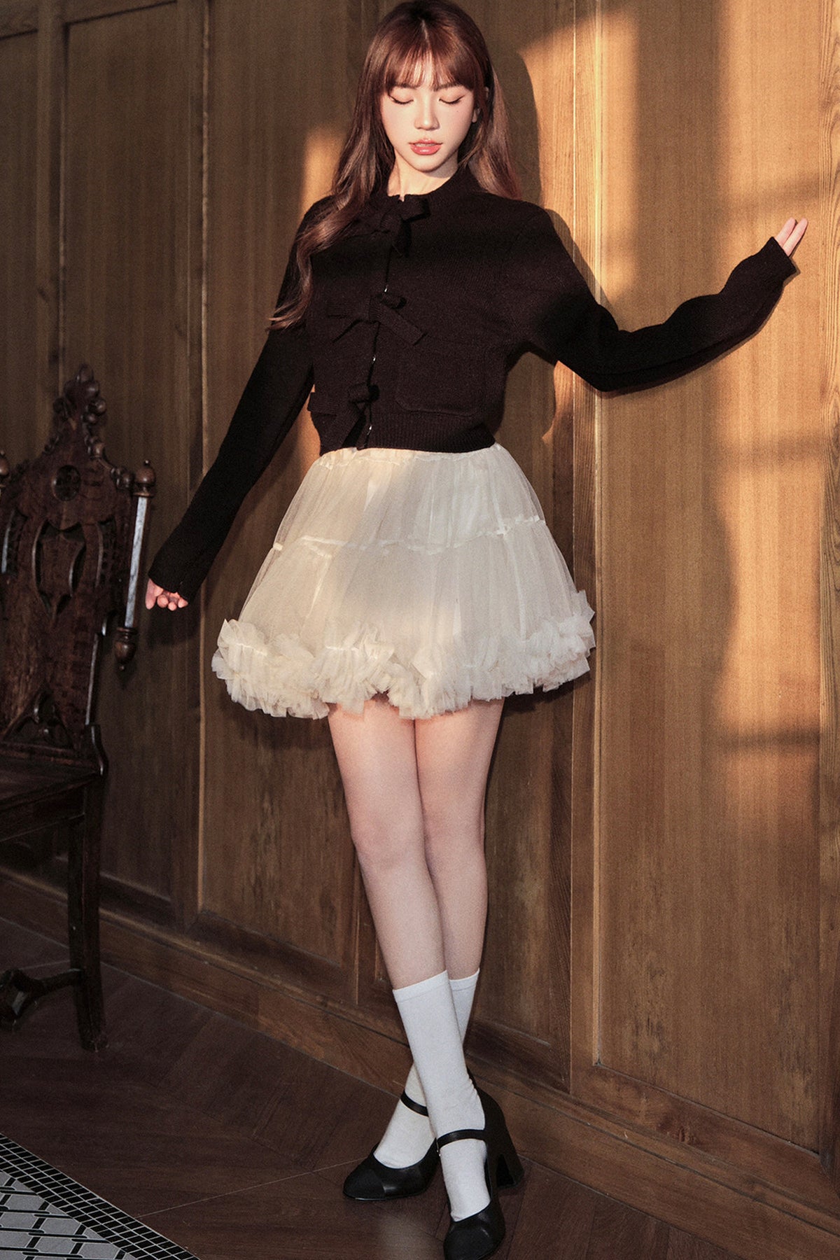 Bow Tie Long-Sleeve Cardigan