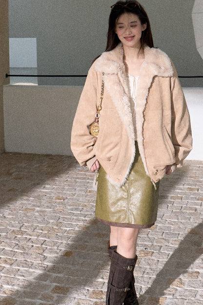 Fern Green Leather Straight Skirt