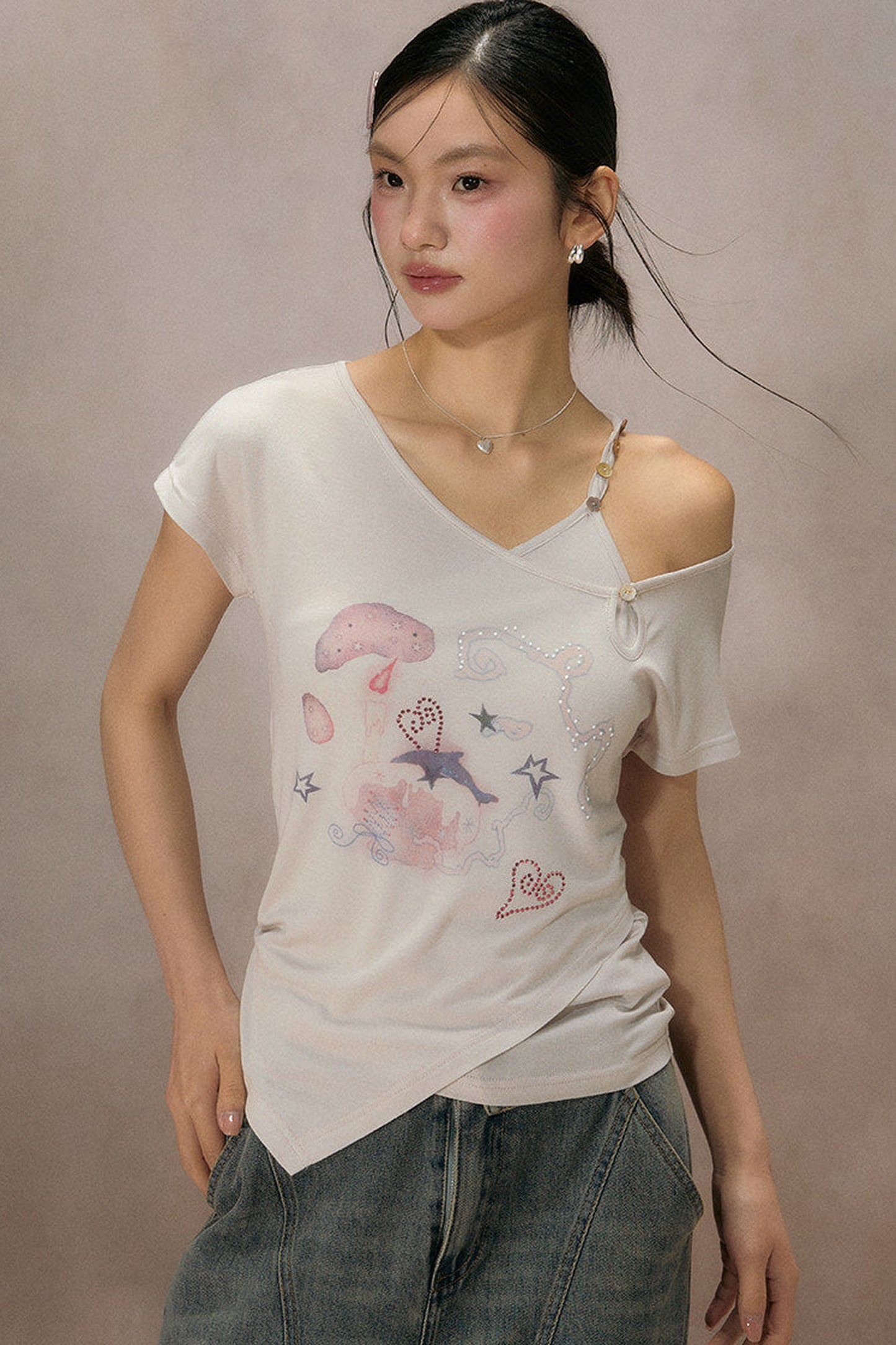 Sternenlicht-Traum schulterfreies T-Shirt