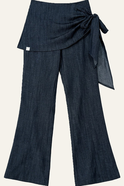 Tied Waist Wide-Leg Flared Pants
