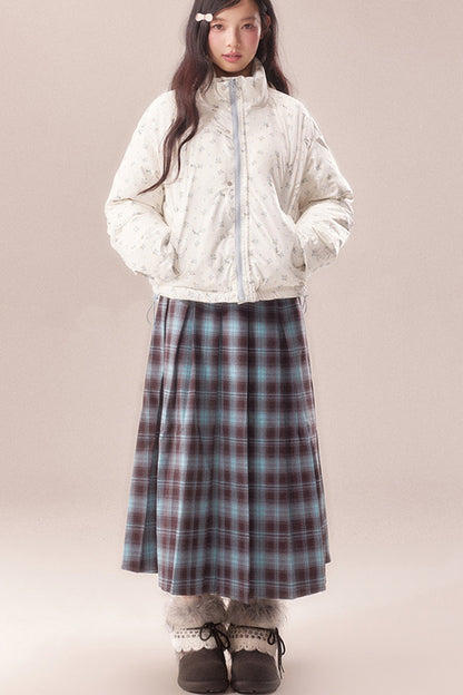 Reversible Floral Down Drawstring Jacket