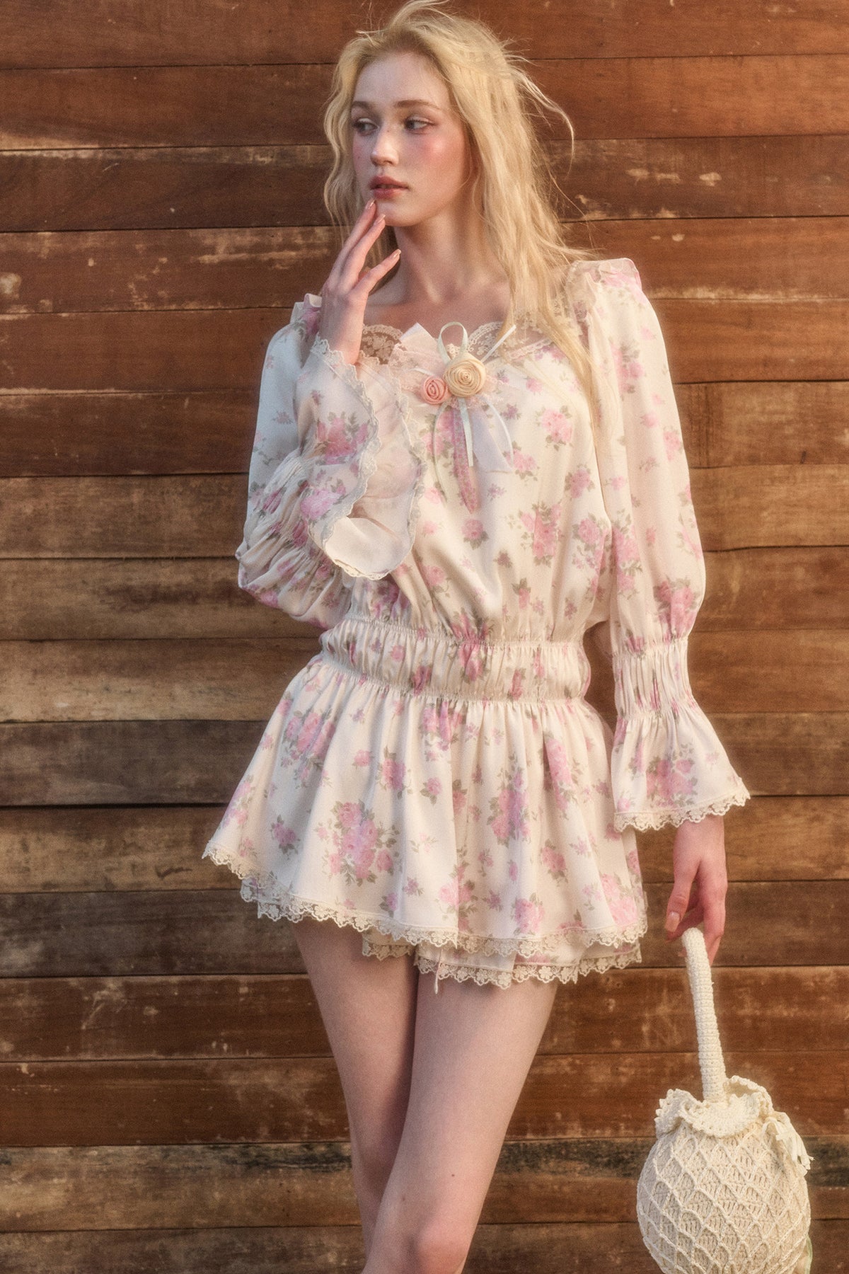 Floral Two-Piece Blouse and Shorts Set-Up