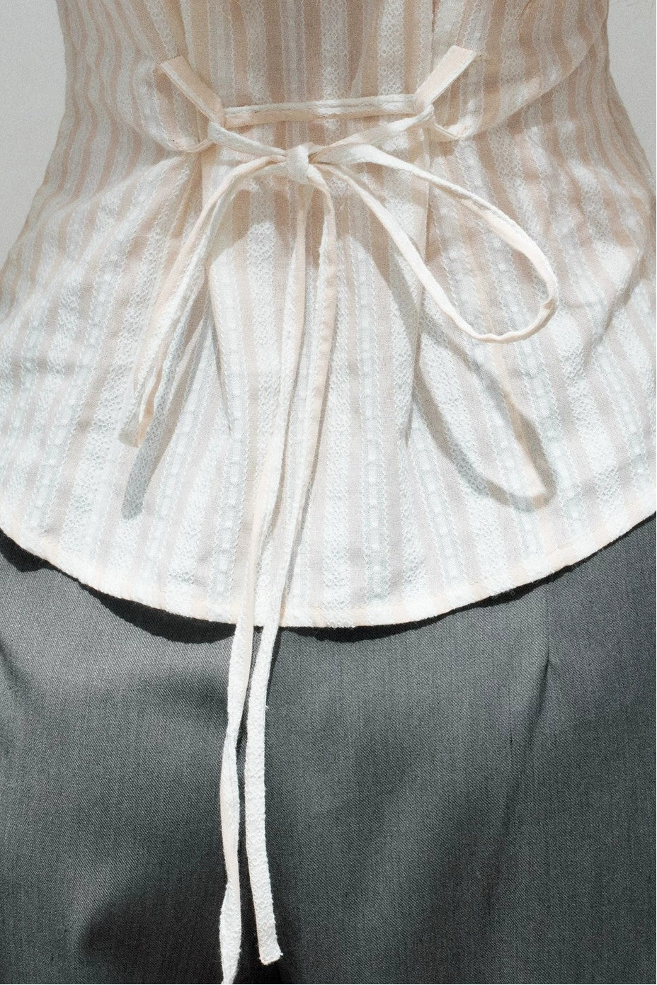 Three-Dimensional Bow Striped Blouse