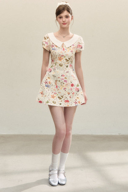 Floral Puffy Suspender Dress