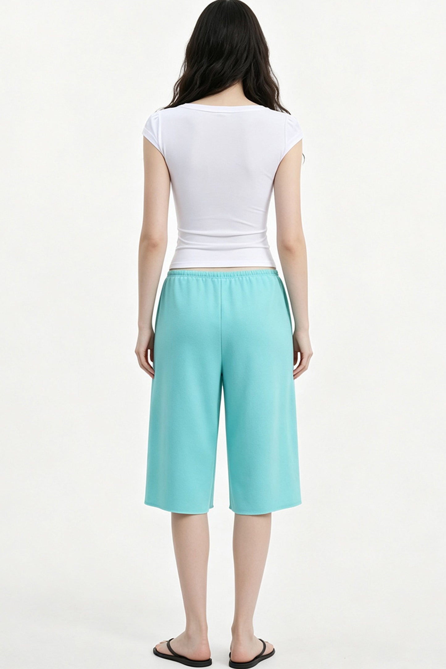 Low-Waist Frayed Straight-Leg Terry Sweatpants