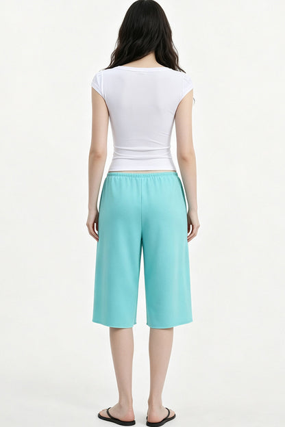 Low-Waist Frayed Straight-Leg Terry Sweatpants