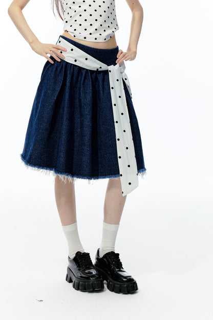 Polka Dot Flutter Sleeve Top Skirt Set-Up