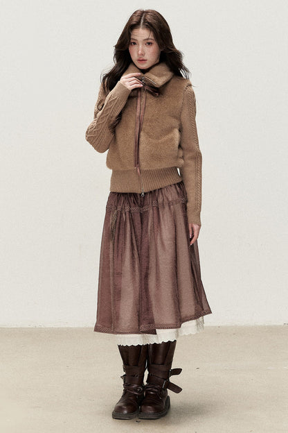 Knitted Patchwork Faux Fur Jacket