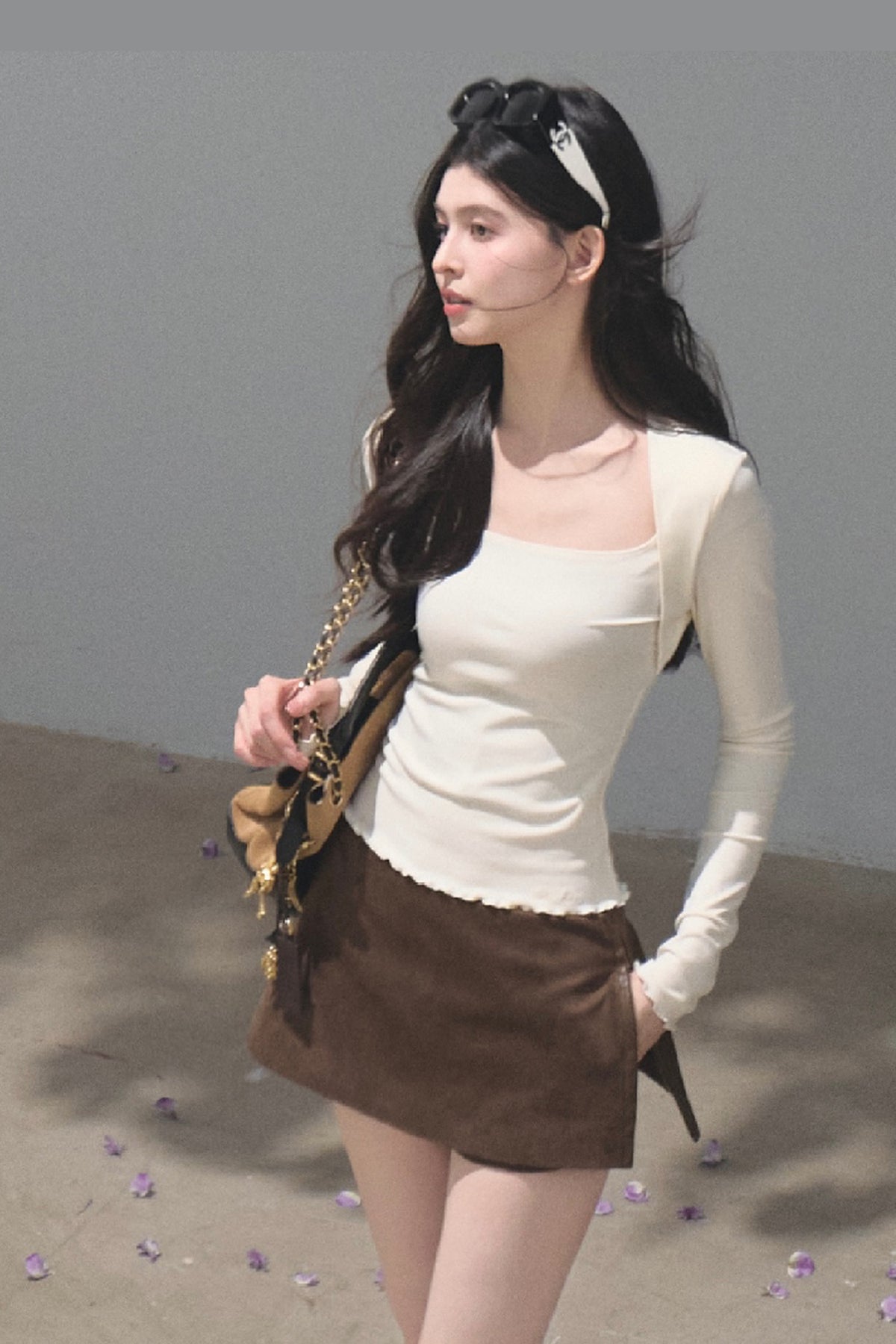 Maillard Retro Suede Skirt