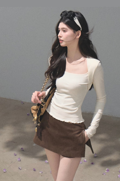 Maillard Retro Suede Skirt