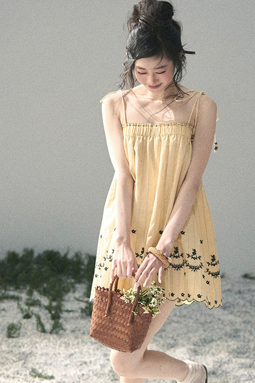 Double-Sided Wave Hem Dress