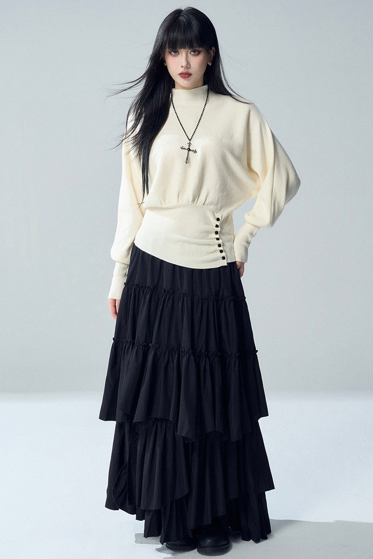 Short Batwing Knit Top