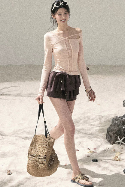 Lace Off-Shoulder Cropped Top