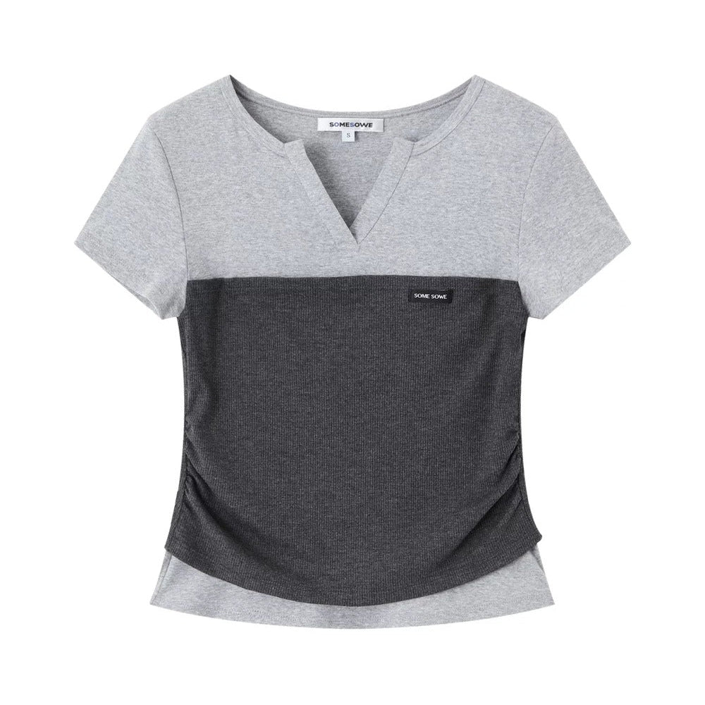 V-Neck Ruched Two-Piece Set-Up