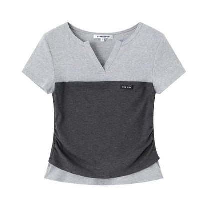 V-Neck Ruched Two-Piece Set-Up