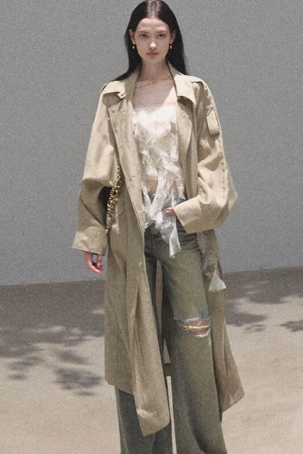 Vintage Distressed Ripped Denim Long Pants