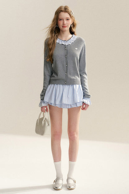 Ruffle Collar Knit Cardigan