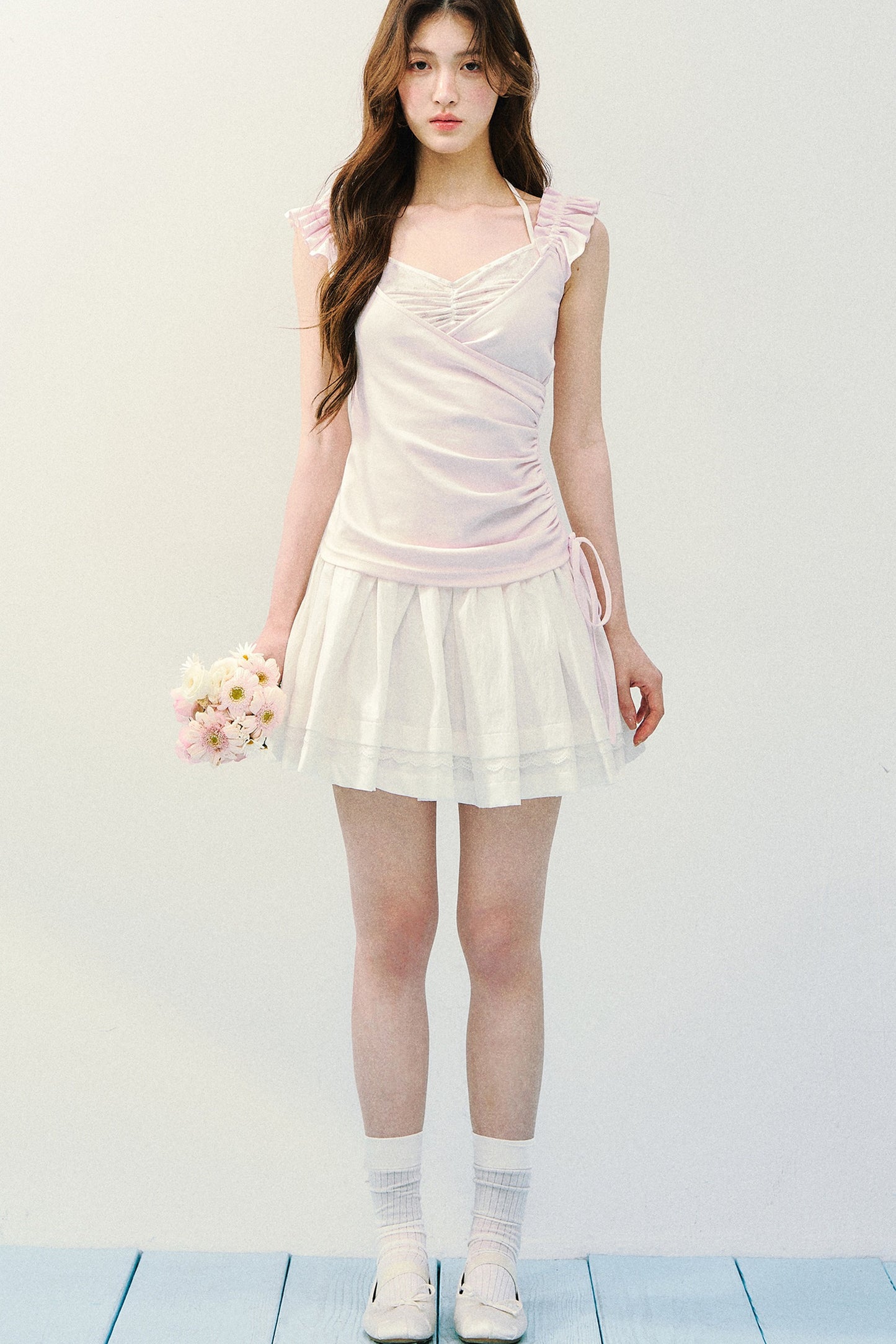 Flutter Sleeve Spliced T-Shirt