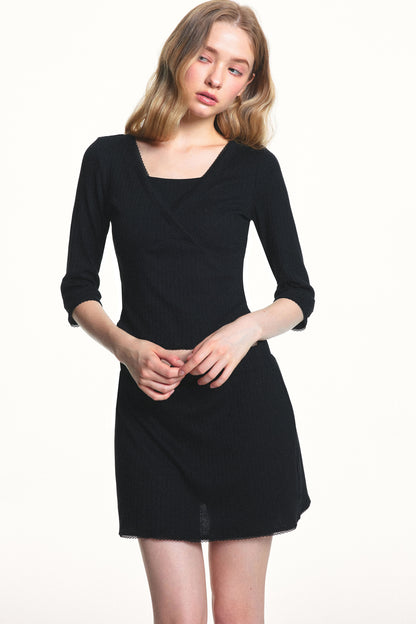 Conjunto de top de punto jacquard texturizado y falda