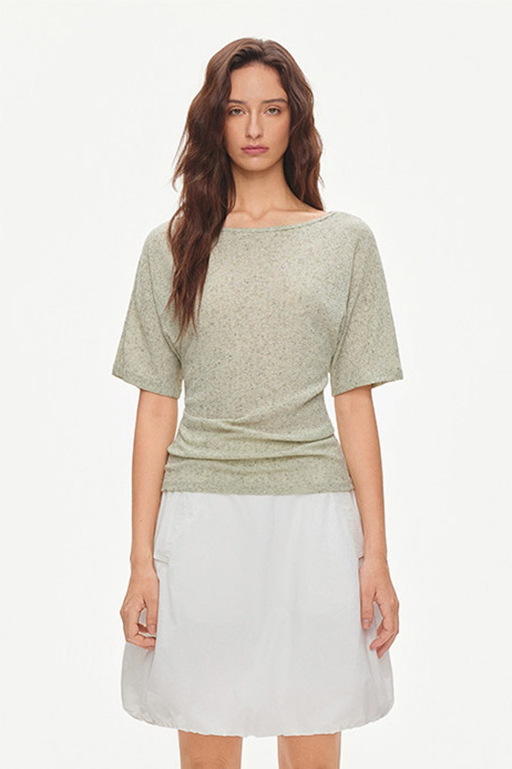 Cotton Drawstring Flower-Bud Skirt