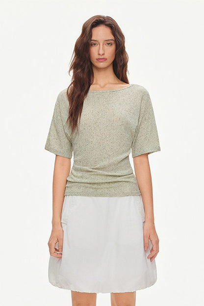 Cotton Drawstring Flower-Bud Skirt