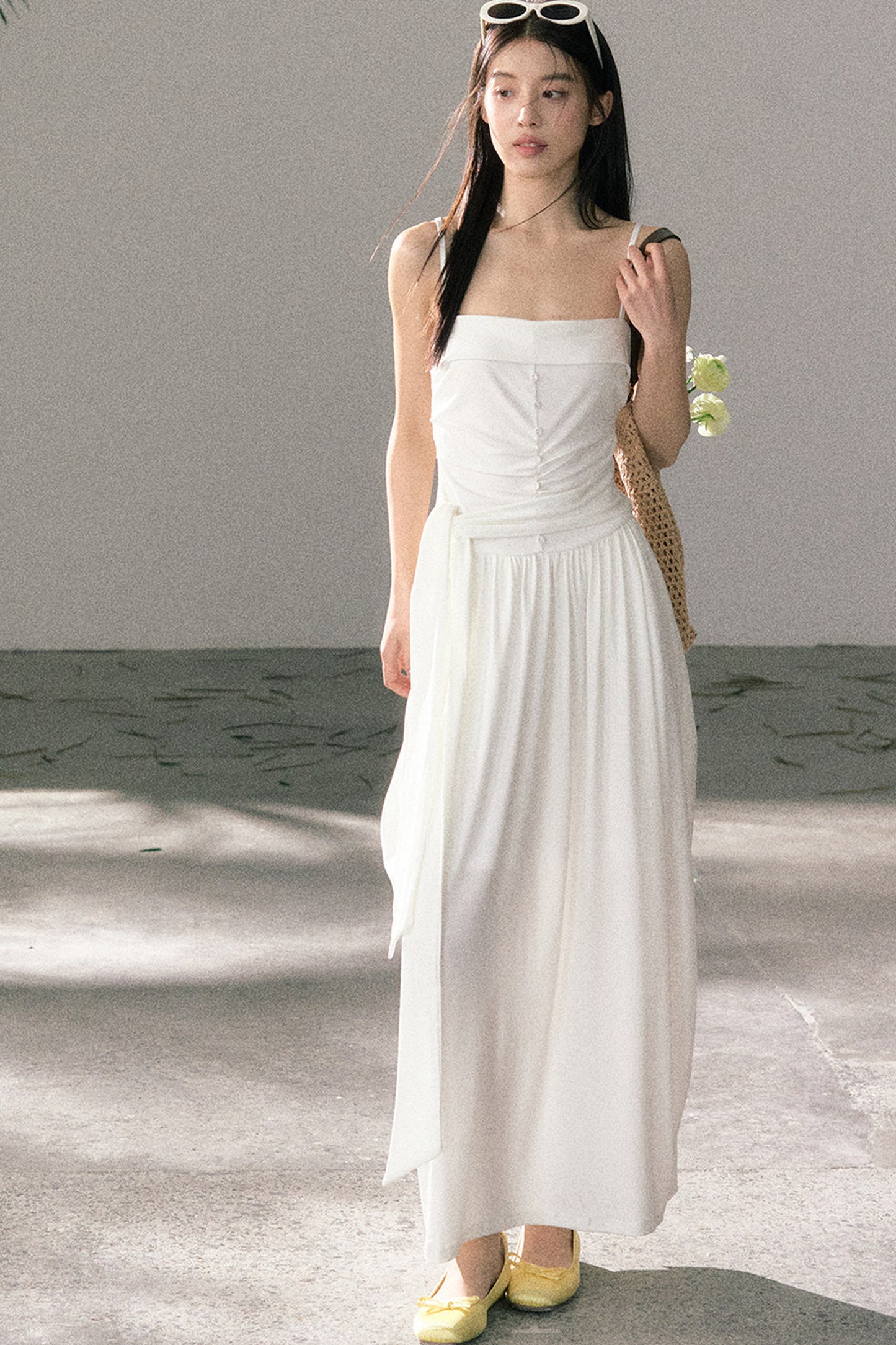 Plissiertes Trägerkleid aus Lyocell