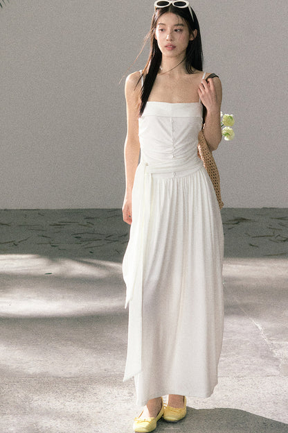 Plissiertes Trägerkleid aus Lyocell