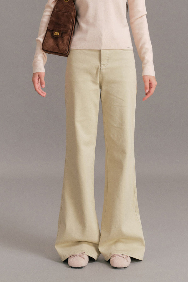 Mid-Rise Flared Flap Pocket Jeans