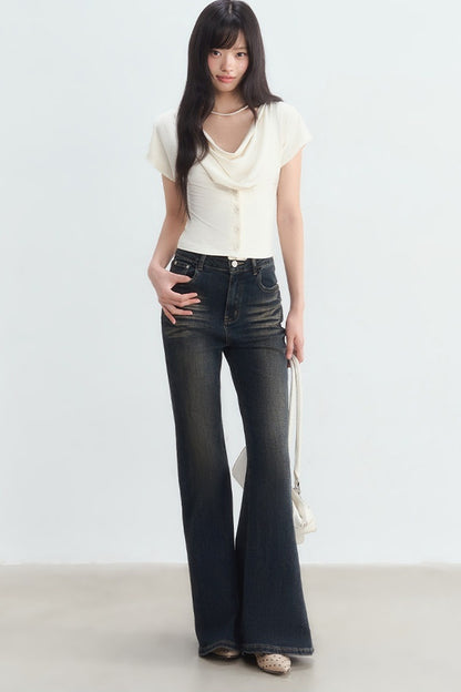 French Swing Collar Single-Breasted Blouse