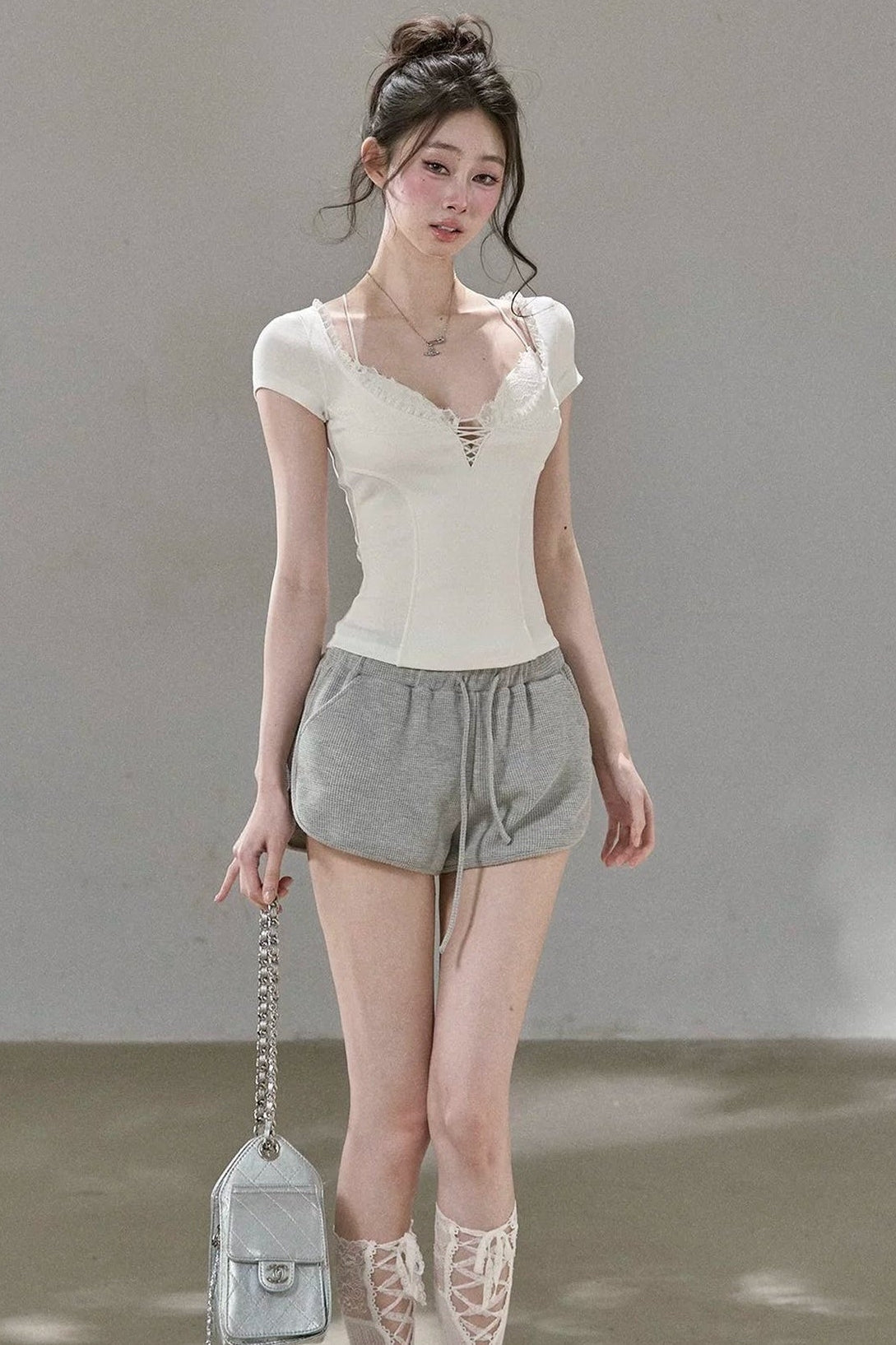 Ruffled Lace Trim Blouse
