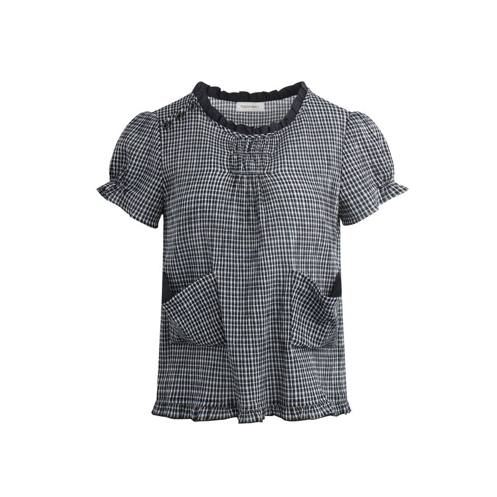 Conjunto de camisa y falda de cuadros con tapeta con volantes