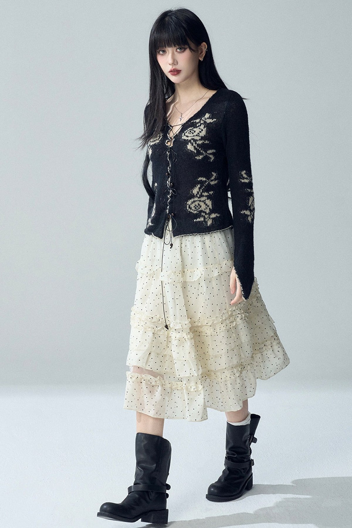Rose Jacquard Knit Sweater