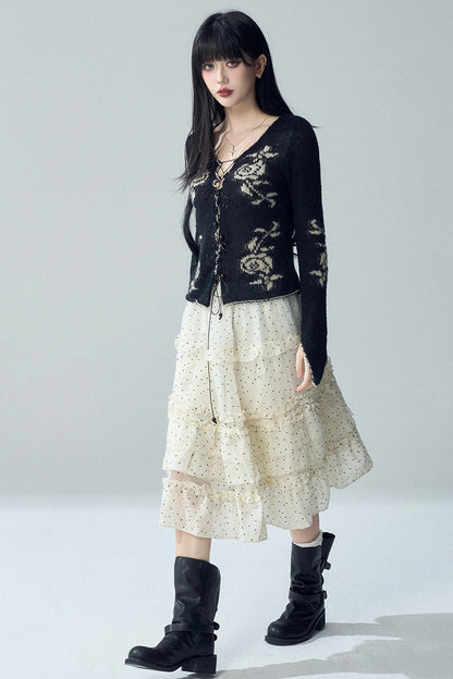 Rose Jacquard Knit Sweater