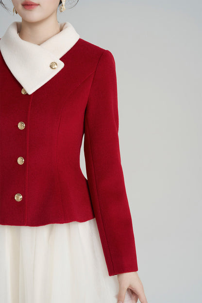 White Lace Dress and Red Jacket