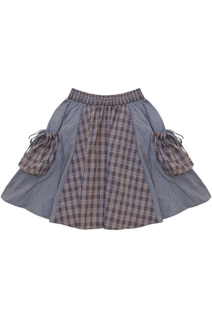 Retro Plaid Mid-Length Skirt
