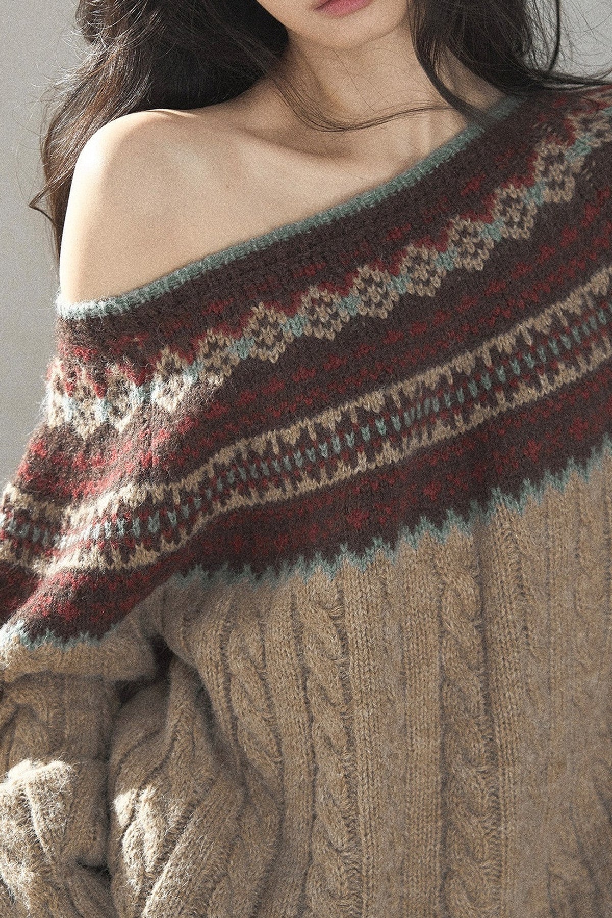 Fair Isle Cable Knit Sweater
