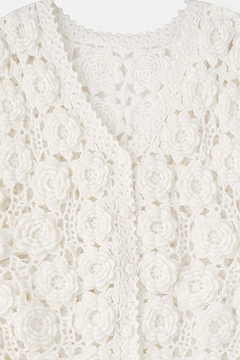 3D Floral Crochet Layered Vest