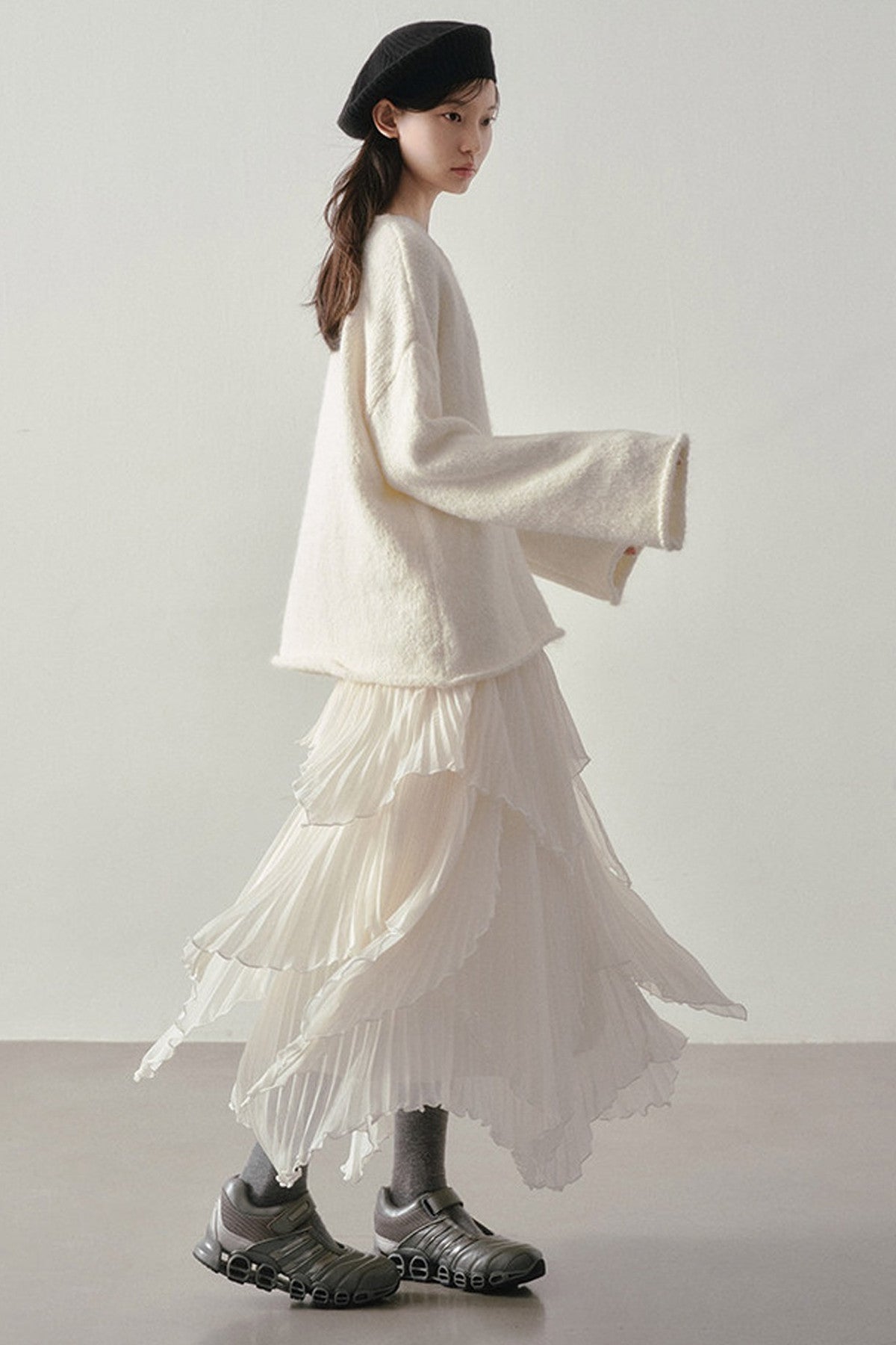 3D Textured Pleated Skirt