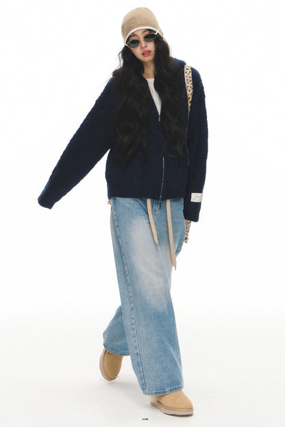 Completo cardigan a maglia a trecce