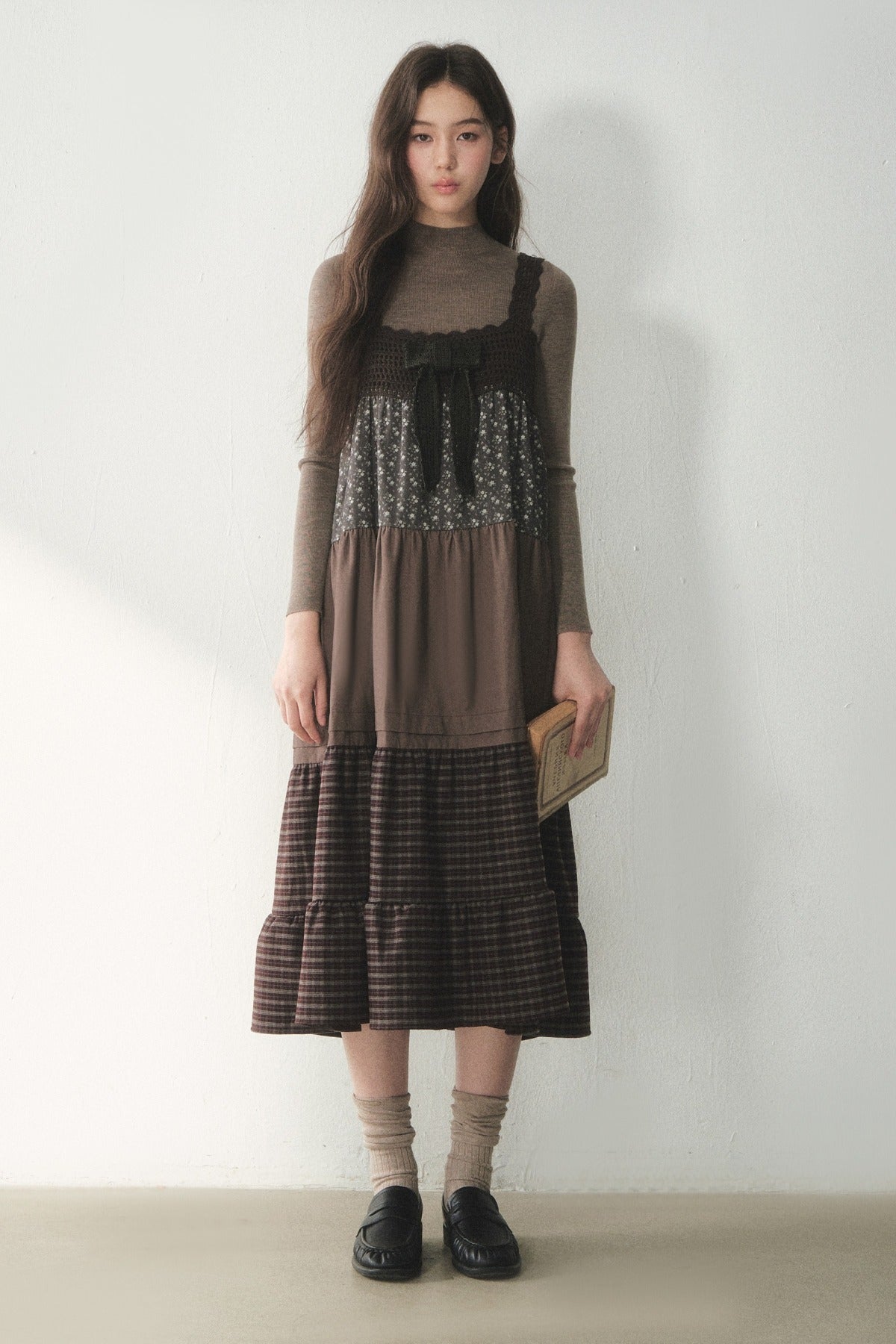 Floral Plaid Patchwork Cake Dress