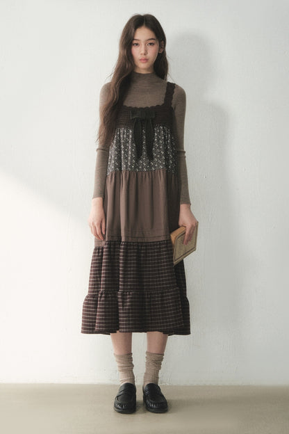 Floral Plaid Patchwork Cake Dress