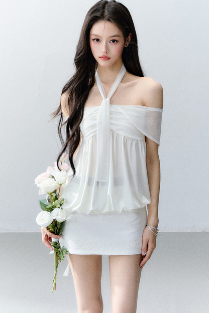 Romantic Floral One-Shoulder Top Set-Up